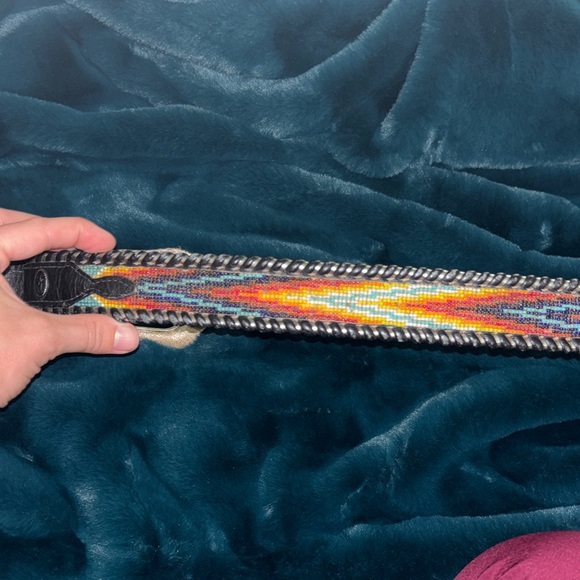 Circle Y hand beaded leather belt - Picture 3 of 5